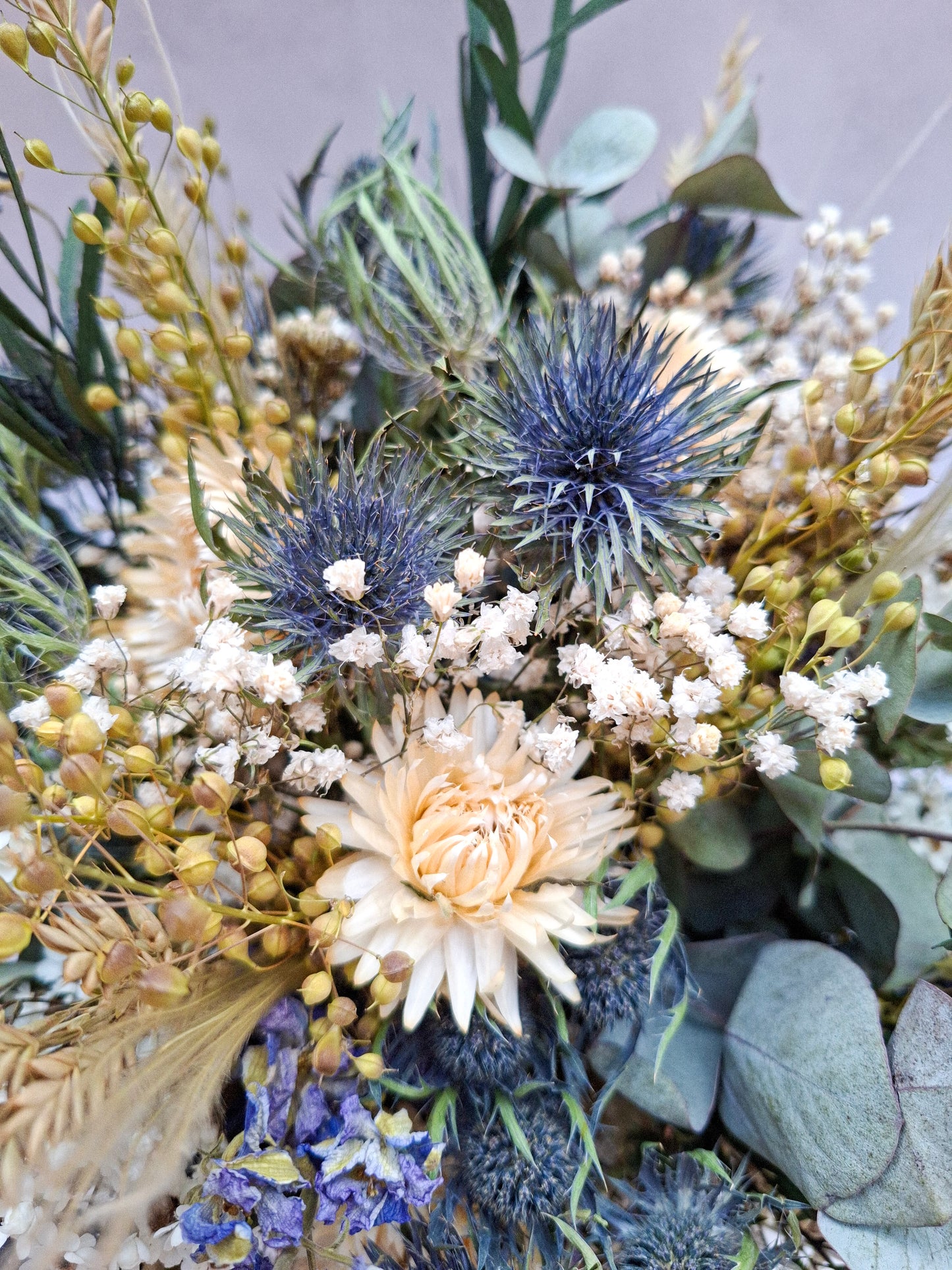 Thistle and Daisies Dried Flower and Preserved Foliage Bouquet