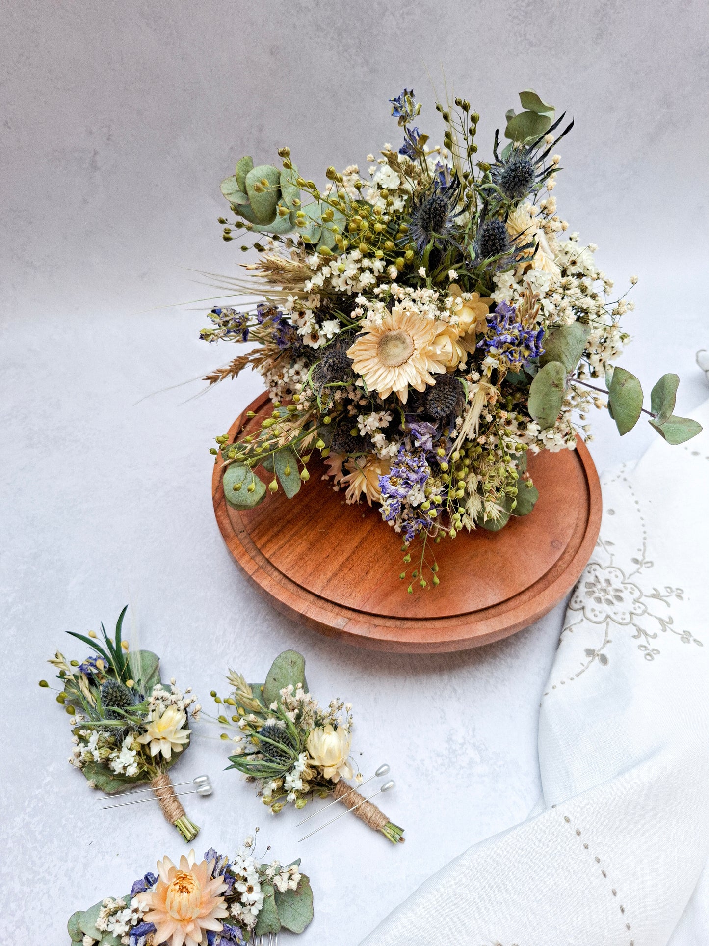 Thistle and Daisies Dried Flower and Preserved Foliage Bouquet