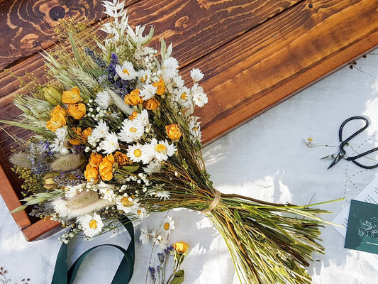 "Cottage Garden" Large Dried Flower Bouquet- Yellow