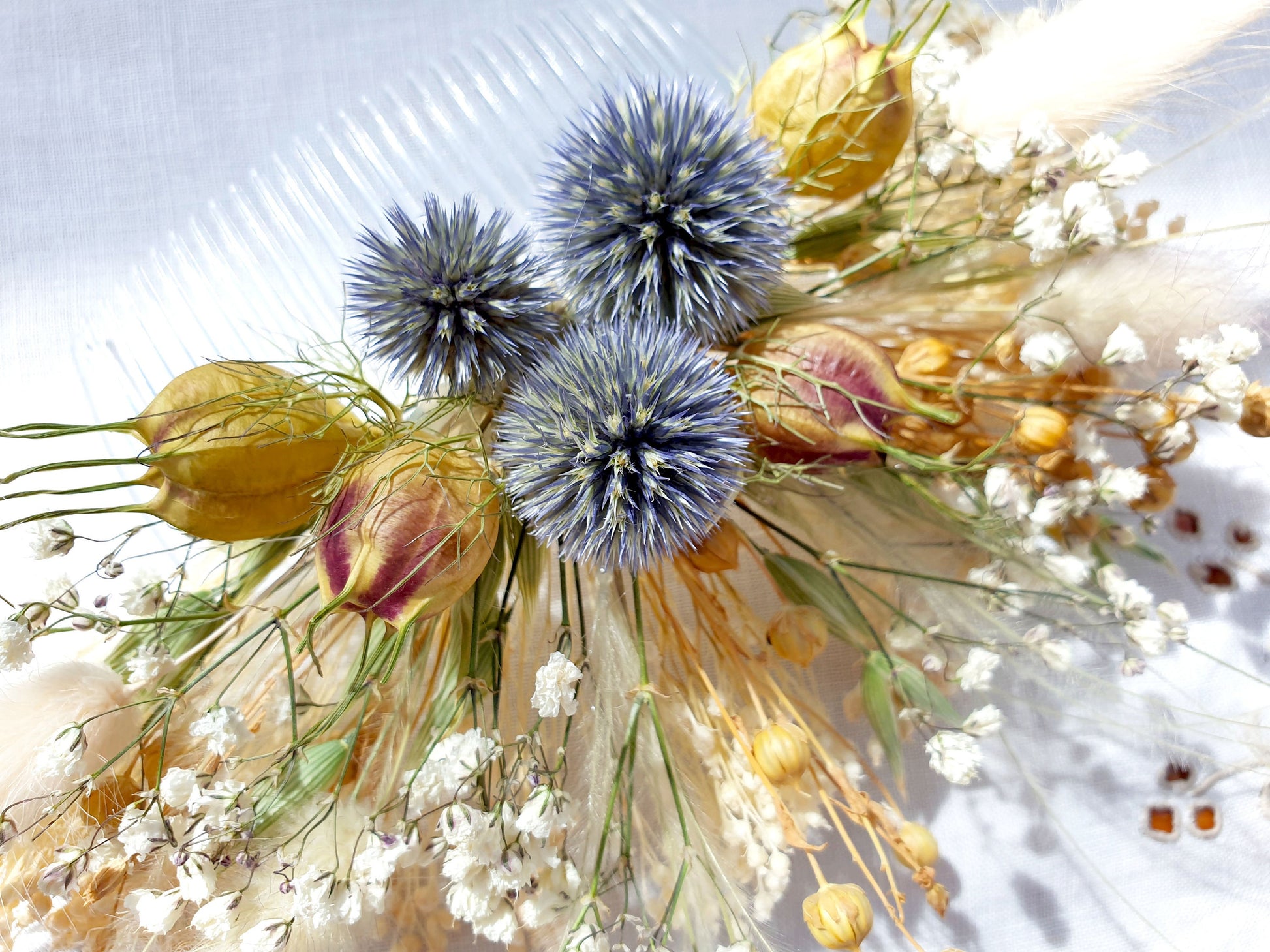 "Thistle Glen" Dried Flower Bridal Haircomb - Lytton Rose Botanical