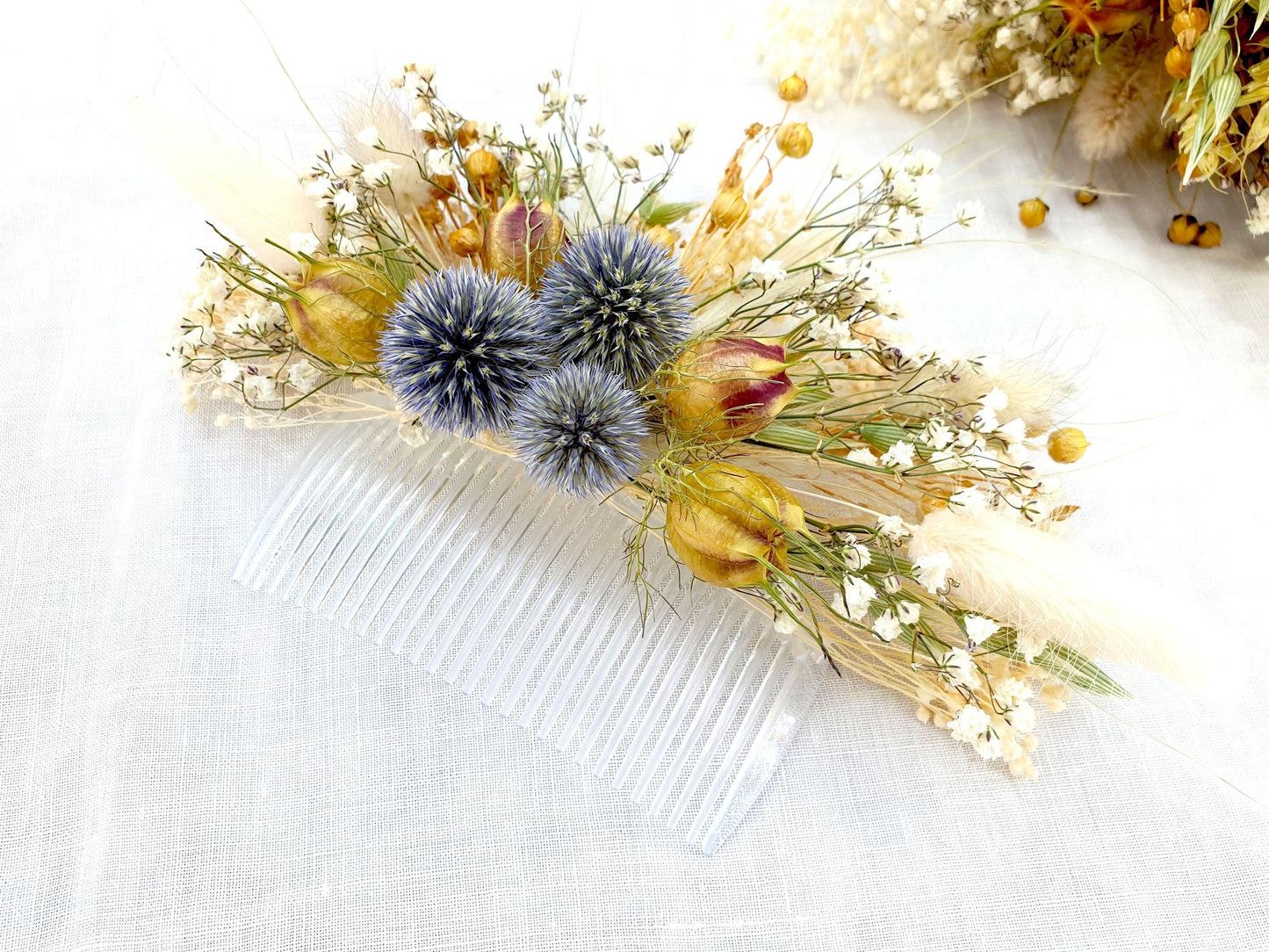 "Thistle Glen" Dried Flower Bridal Haircomb - Lytton Rose Botanical