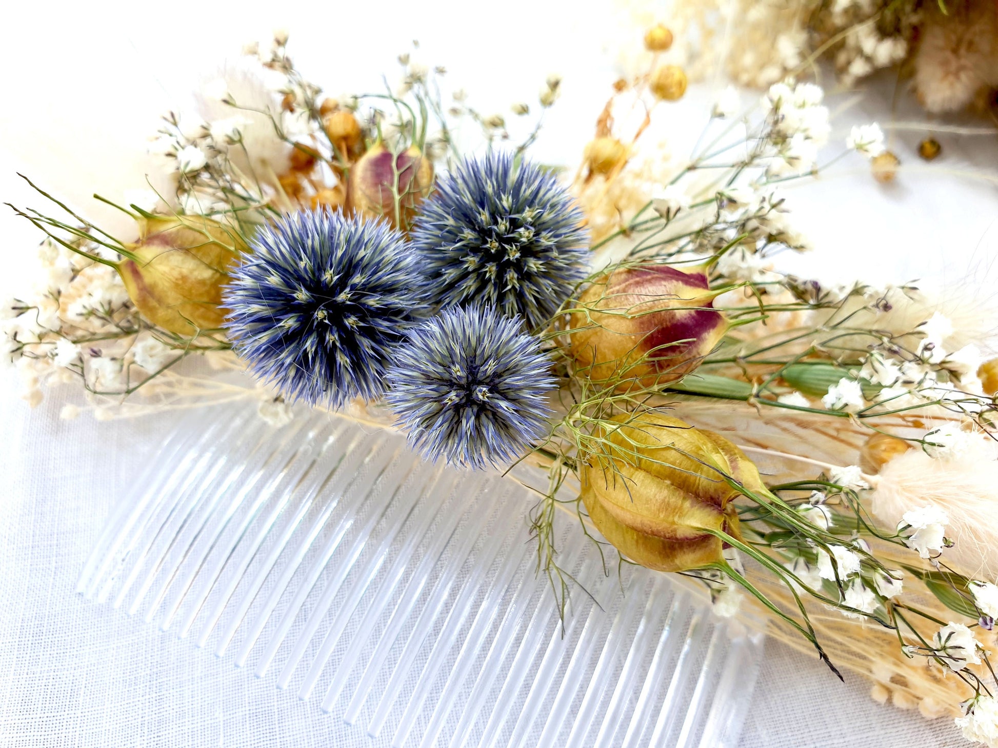 "Thistle Glen" Dried Flower Bridal Haircomb - Lytton Rose Botanical