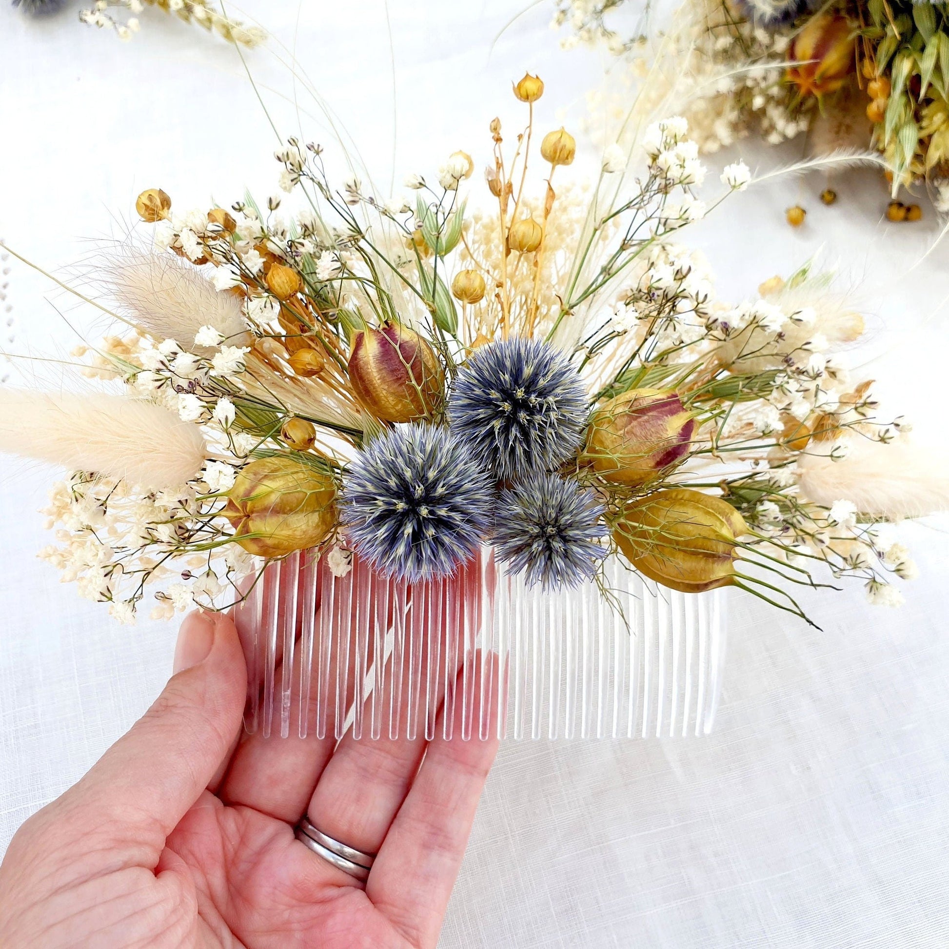 "Thistle Glen" Dried Flower Bridal Haircomb - Lytton Rose Botanical