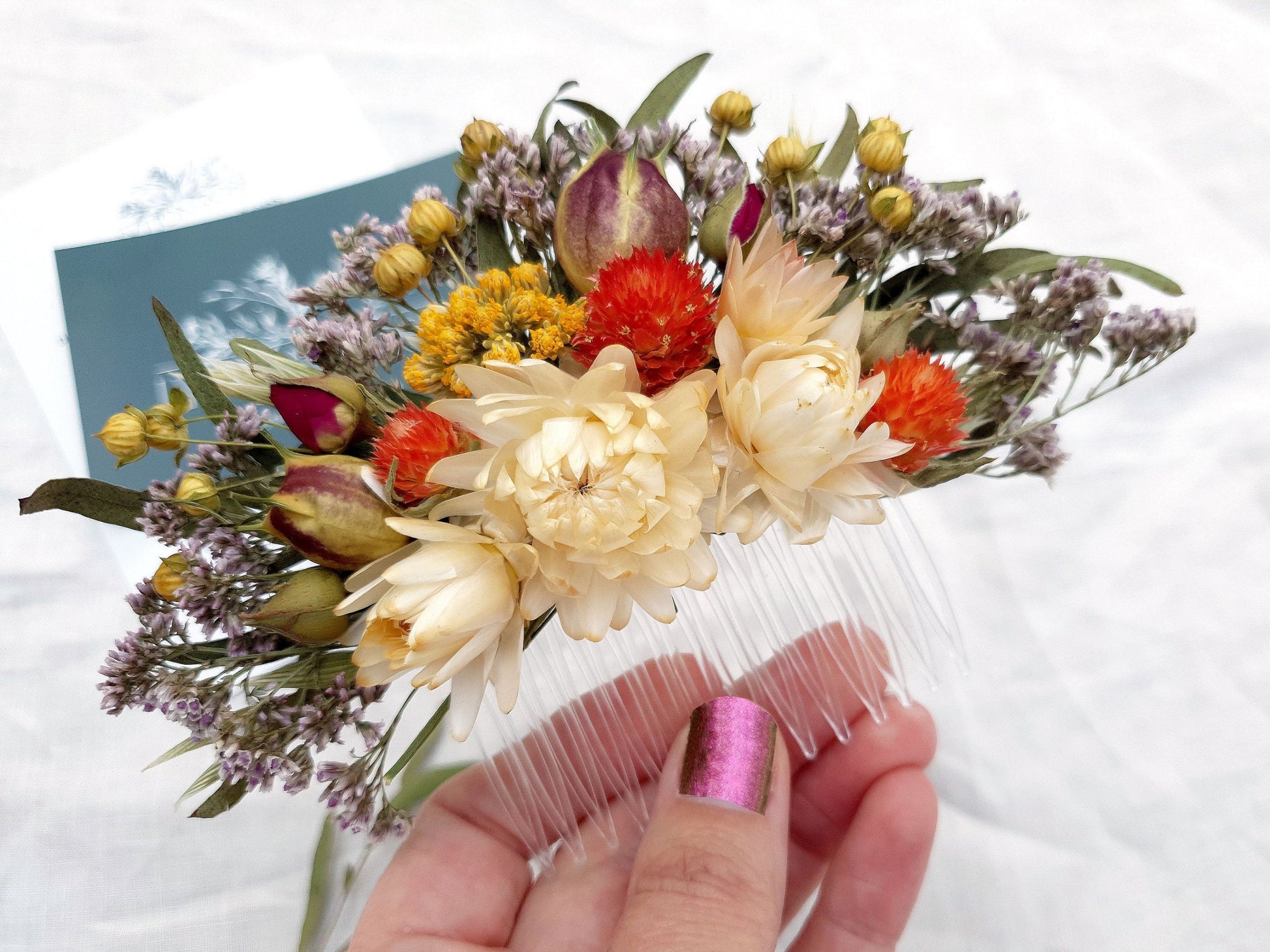 "Paradise Garden" Dried Flower Hair Comb - Lytton Rose Botanical