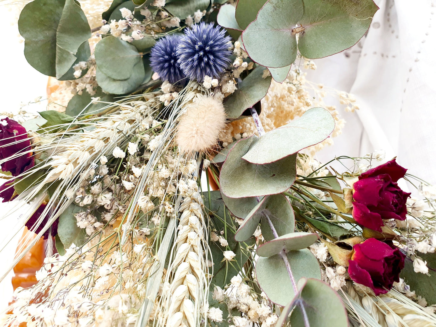 "Thistles and Roses" Eucalyptus Dried Flower and Greenery Wreath