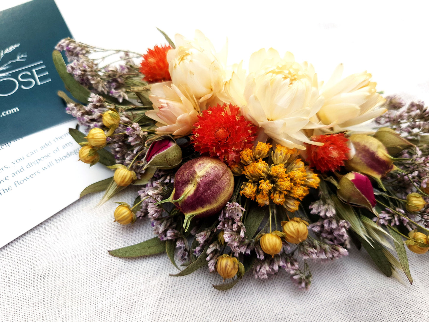 "Paradise Garden" Dried Flower Hair Comb - Lytton Rose Botanical