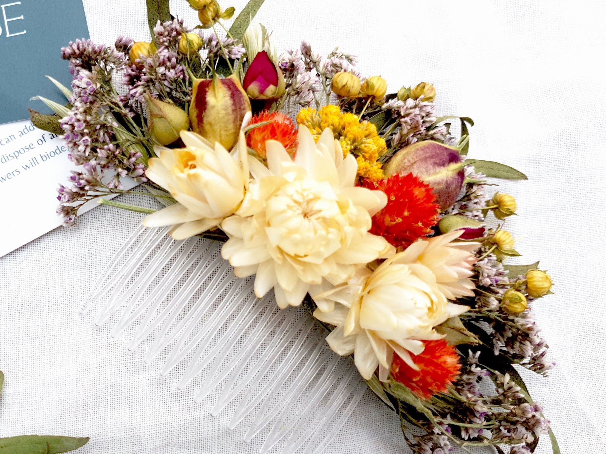 "Paradise Garden" Dried Flower Hair Comb - Lytton Rose Botanical