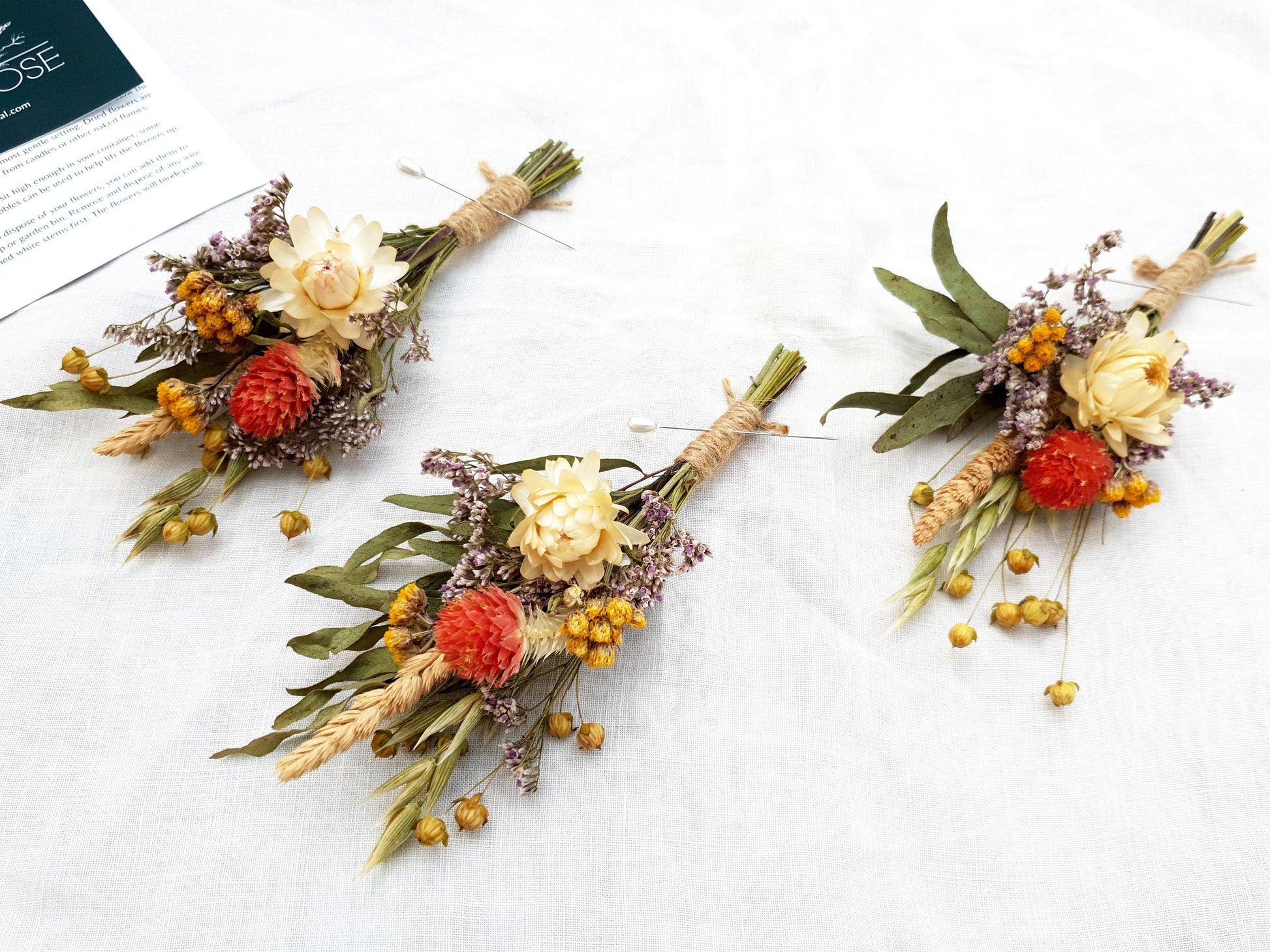 "Paradise Garden" Dried Flower Buttonhole - Lytton Rose Botanical
