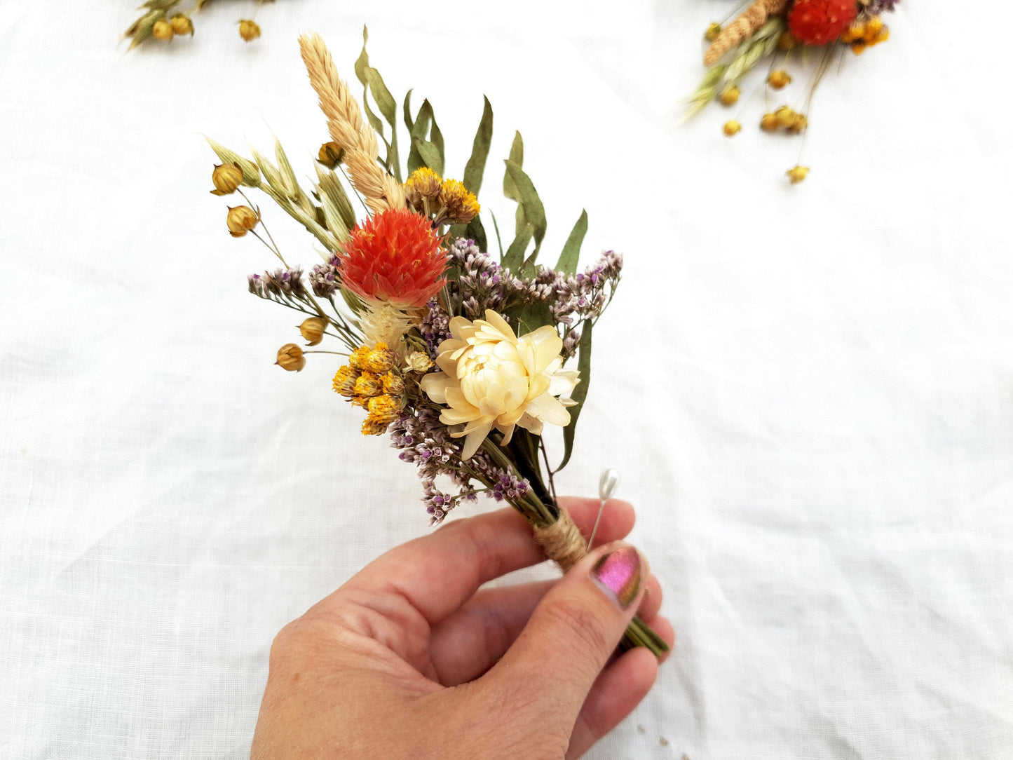 "Paradise Garden" Dried Flower Buttonhole - Lytton Rose Botanical