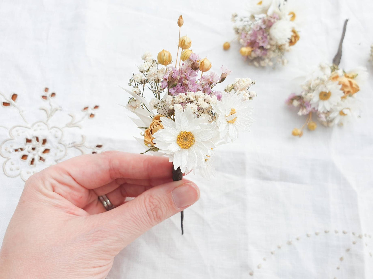 "Cottage Garden" Dried Flower Rose Hair Pins