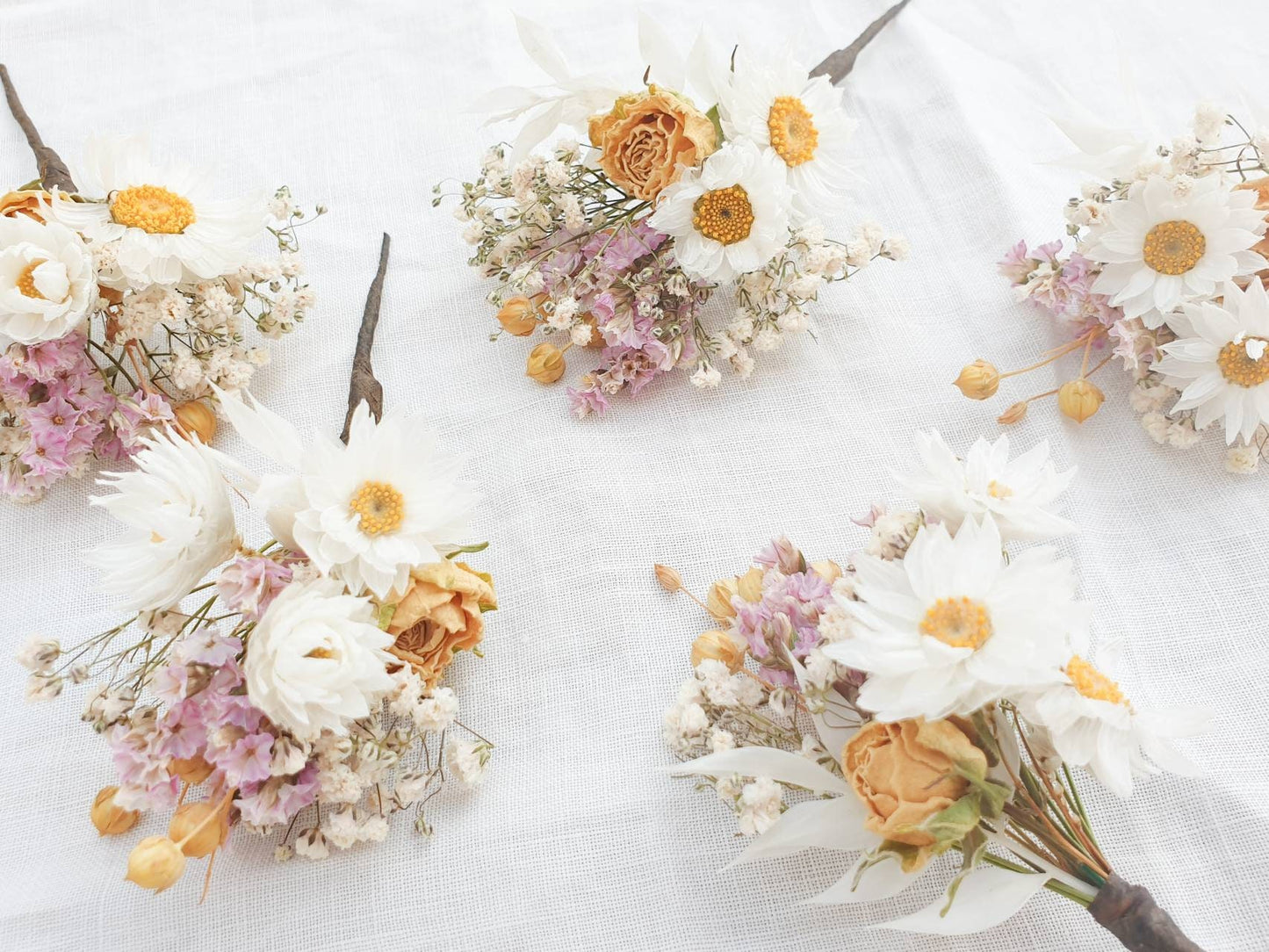 "Cottage Garden" Dried Flower Rose Hair Pins