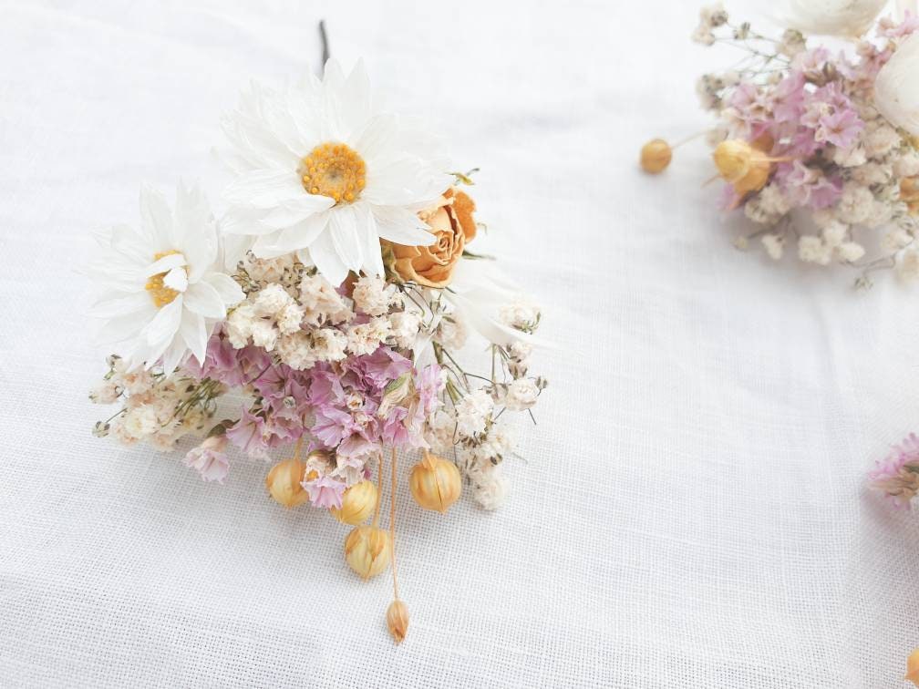 "Cottage Garden" Dried Flower Rose Hair Pins