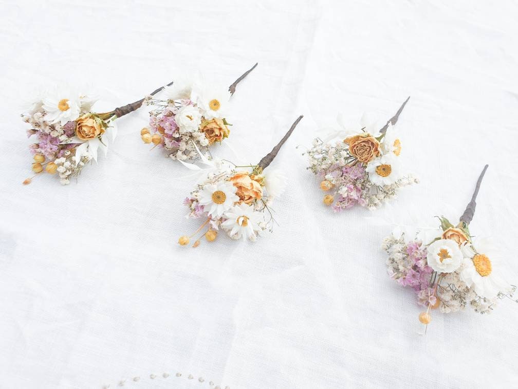 "Cottage Garden" Dried Flower Rose Hair Pins