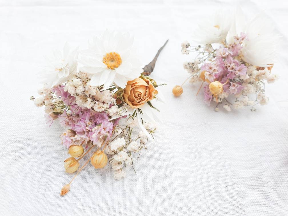 "Cottage Garden" Dried Flower Rose Hair Pins