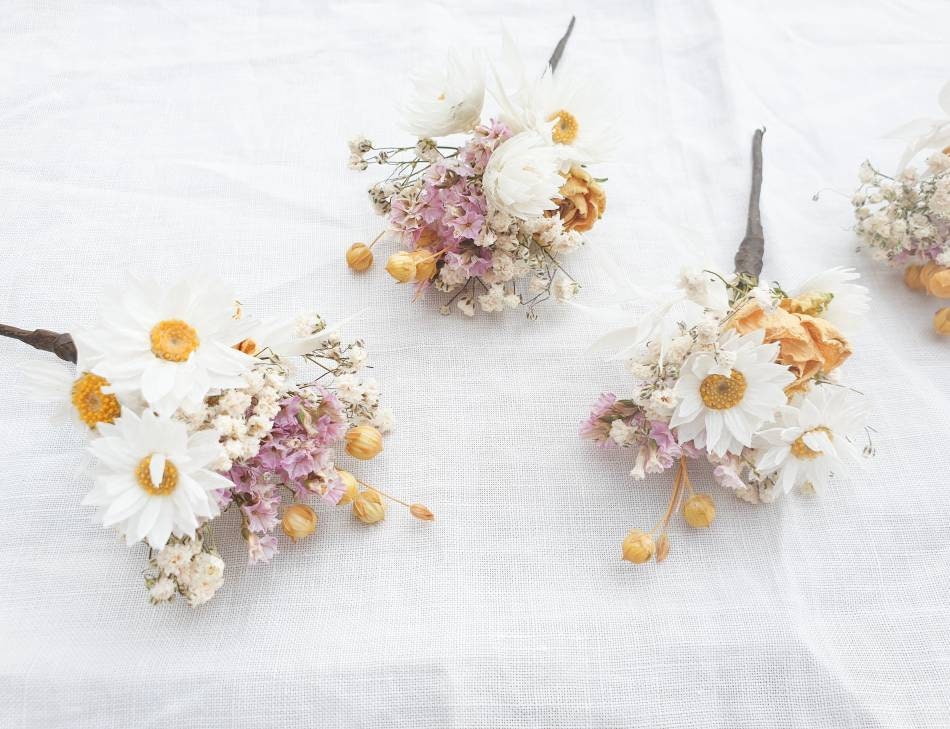 "Cottage Garden" Dried Flower Rose Hair Pins